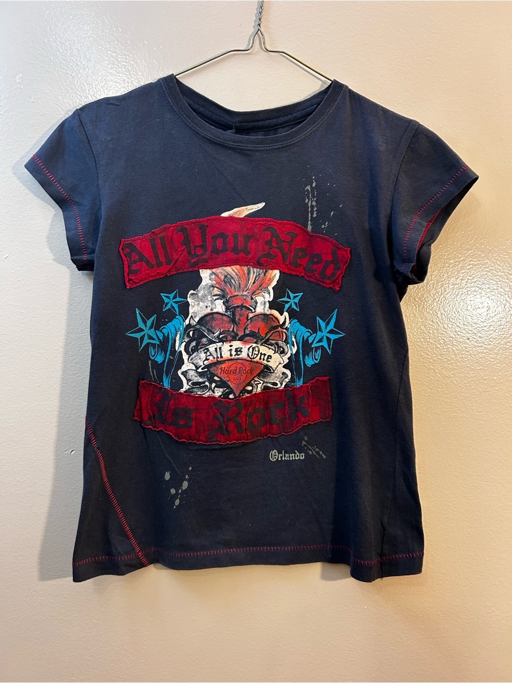 Hard Rock Cafe Black Short Sleeve 'All You Need Is Rock' Graphic Tee With Pass